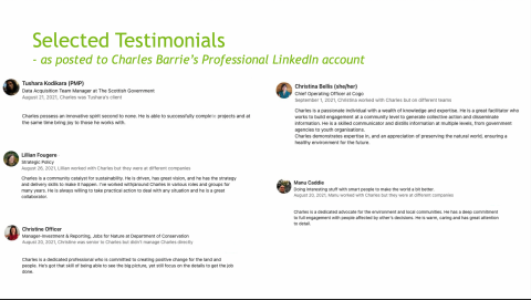Linked in Testimonials for Charles Barrie